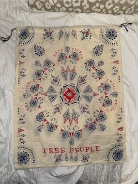 Free People Canvas Drawstring Dust Bag Tote Storage Bag Boho 20x15